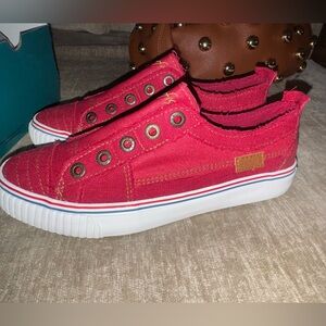 Red Slip-On Canvas Sneakers